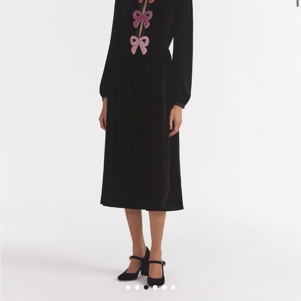NEW SALONI Black Dress with Pink Crystal Bows